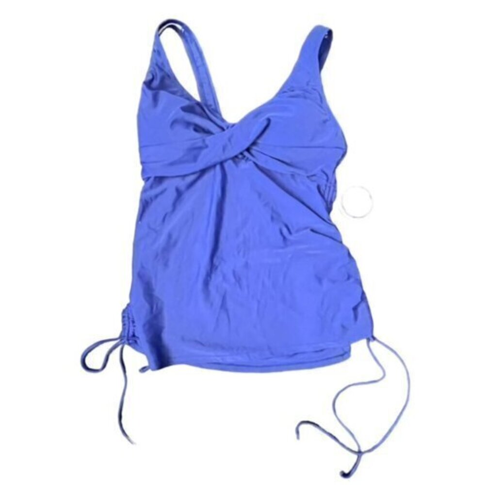 Blue Tankini Top Size Small Pool‎ Beach Blue Line Boutique Drawstring Sides NWT